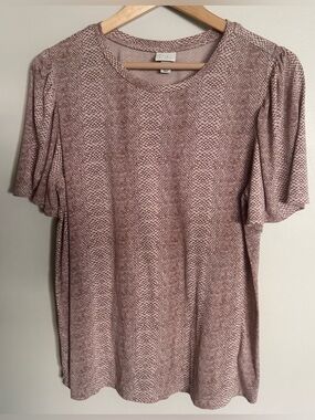 A New Day Blush Pink Snakeskin Print Flutter Sleeve Top Size Large
